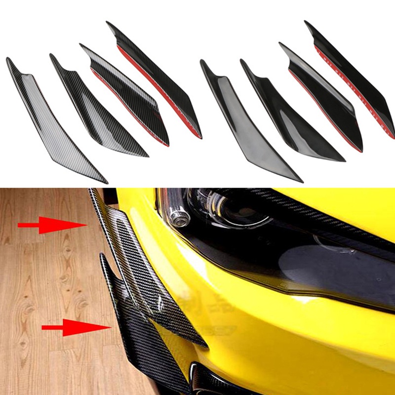 4pcs Front Bumper Side Canards Splitter Fins Universal Black Front ...
