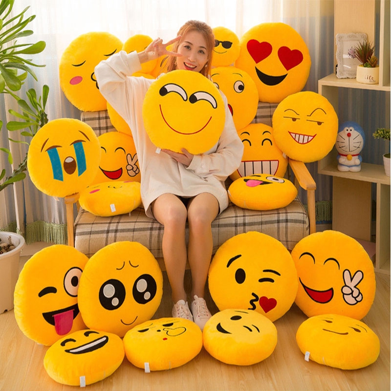 40CM Soft Emoji Yellow Round Cushion Toy Smiley Pillow Case Shopee Singapore