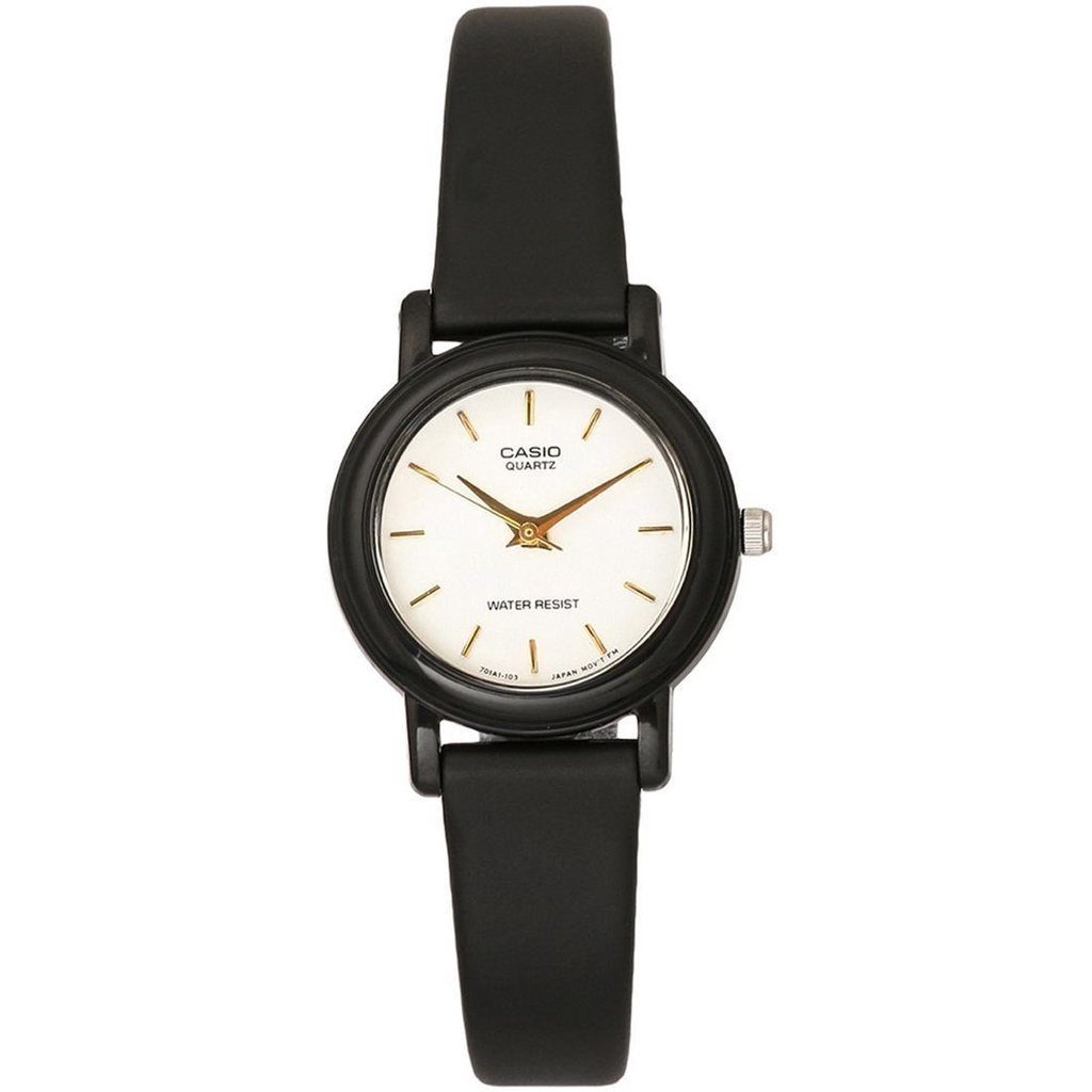 Casio black leather strap on sale watch