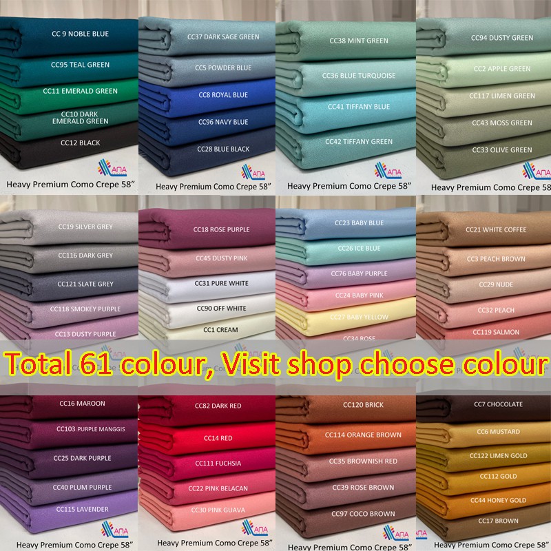 3.5m Heavy Premium Como Crepe Fabric Field 58/60 | Shopee Singapore