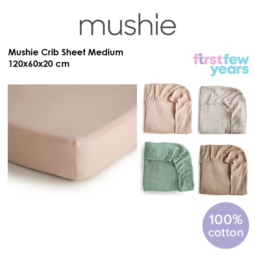 Mushie Crib Sheet Medium 120cm X 60cm X 20cm 100 Cotton Shopee