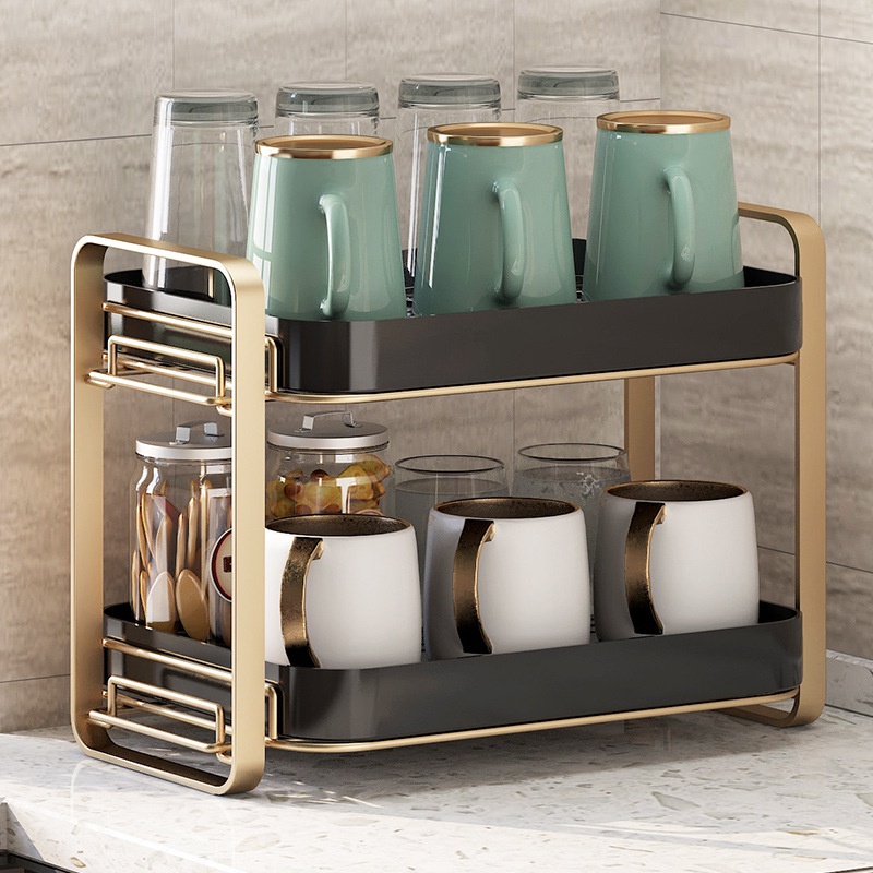 Light Luxury Cup Storage Rack Double Cup Tray for Storing Coffee Glass