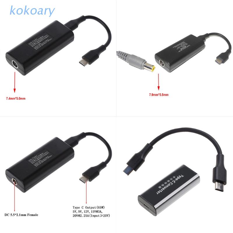 KOK 65W Mini Power Supply DC Adapter Charger Connector USB Type C Converter  for Lenovo Hp Asus Laptop PC Computer Accessories