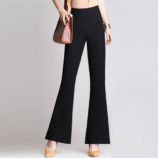 READY STOCK Women Flared Long Pants Stretch Bell Bottom Large Sizes Casual  Wide Leg Pant