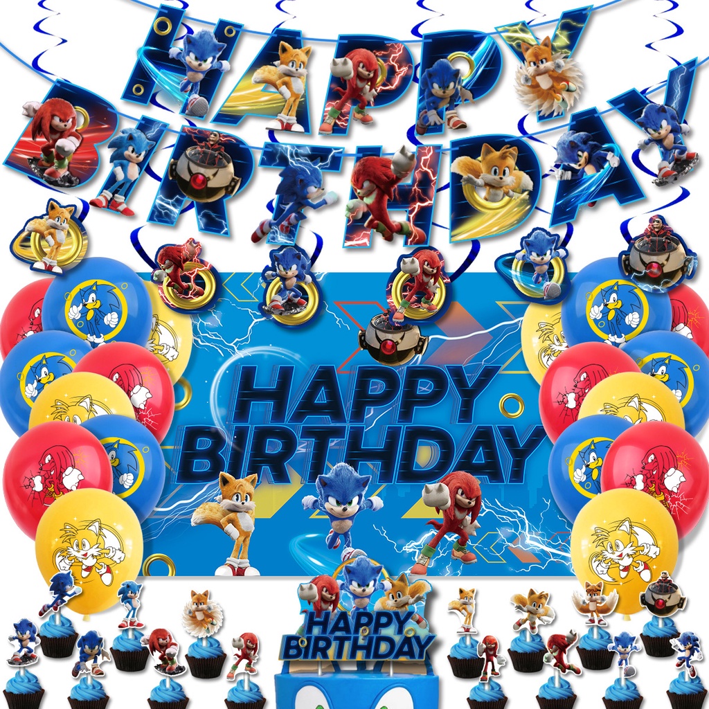 Sonic The Hedgehog Kids Birthday Themed Party Set Festive Party Balloon ...