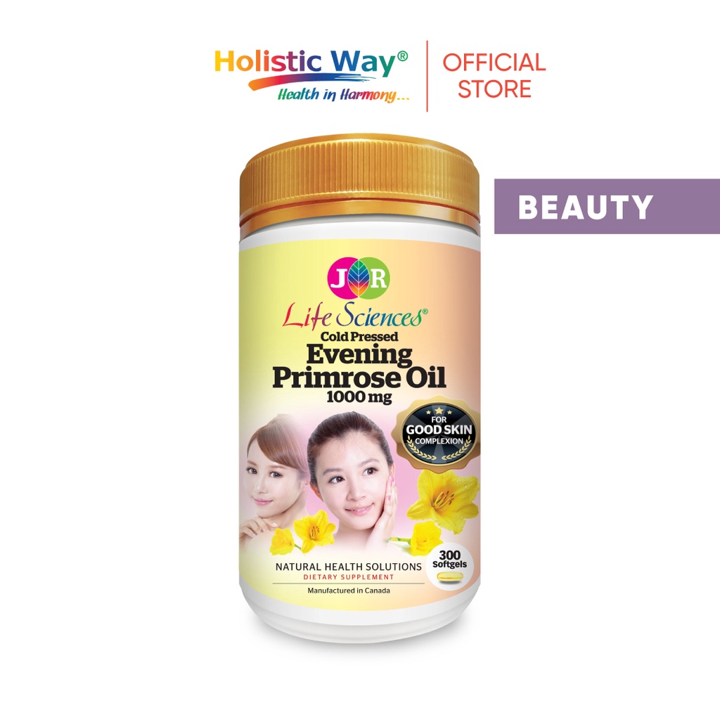 JR Life Sciences Cold Pressed Evening Primrose Oil EPO 1000mg (300 Softgels)