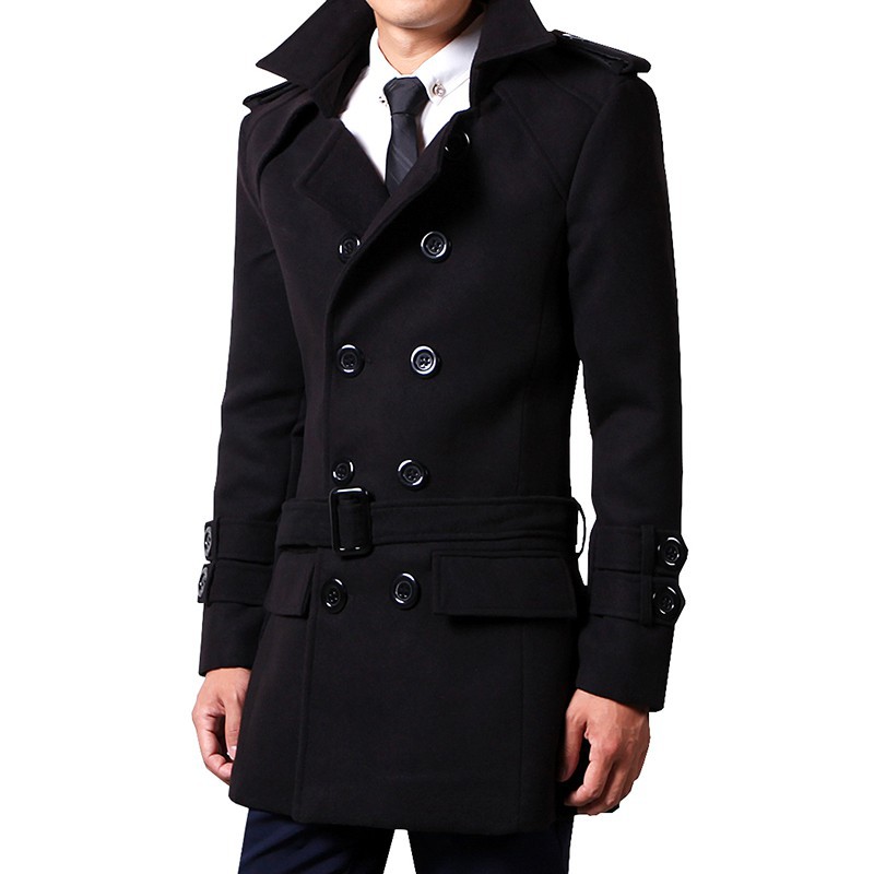 Mens double breasted coat on sale sale