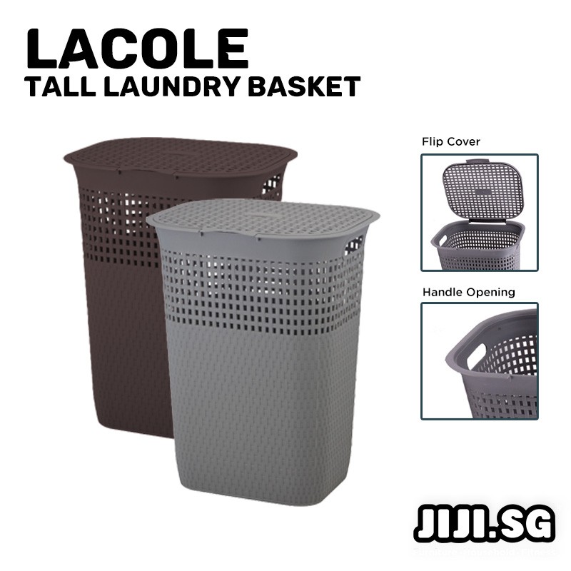 (JIJI SG) LACOLE Tall Laundry Basket Laundry Bucket with Lid Shopee