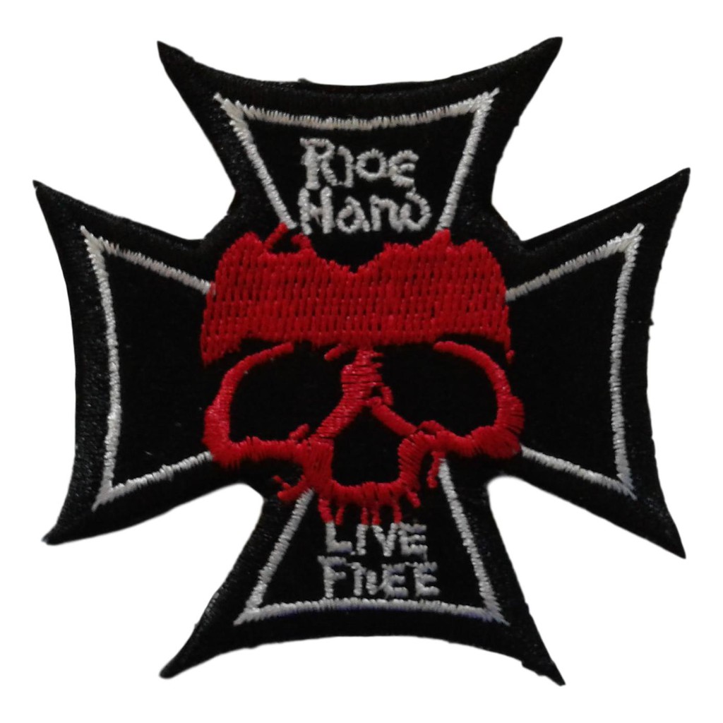 Skull Cross Iron On Patch Biker Embroidery Chopper Rock Punk Goth ...