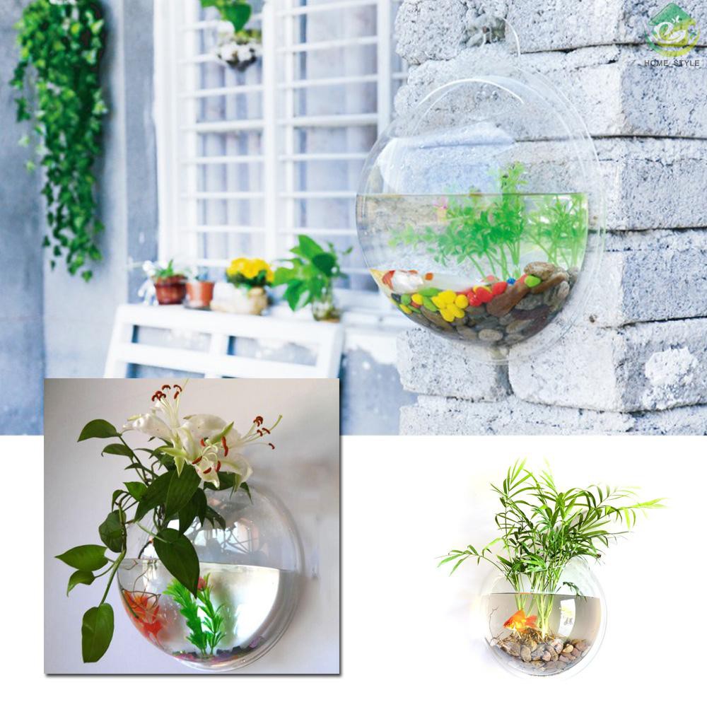 Home Decoration Wall Mount Fish Tanks Goldfish Bowl Acrylic Hanging Aquariums Flowerpot Flower Vase Shopee Singapore