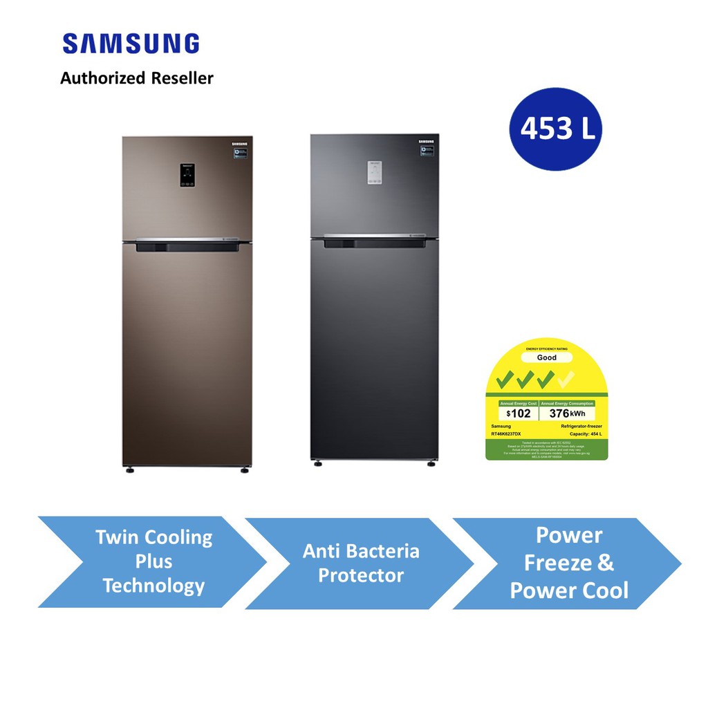 Samsung 453L Fridge RT46K6237BS Black / RT46K6237DX Brown Twin Cooling