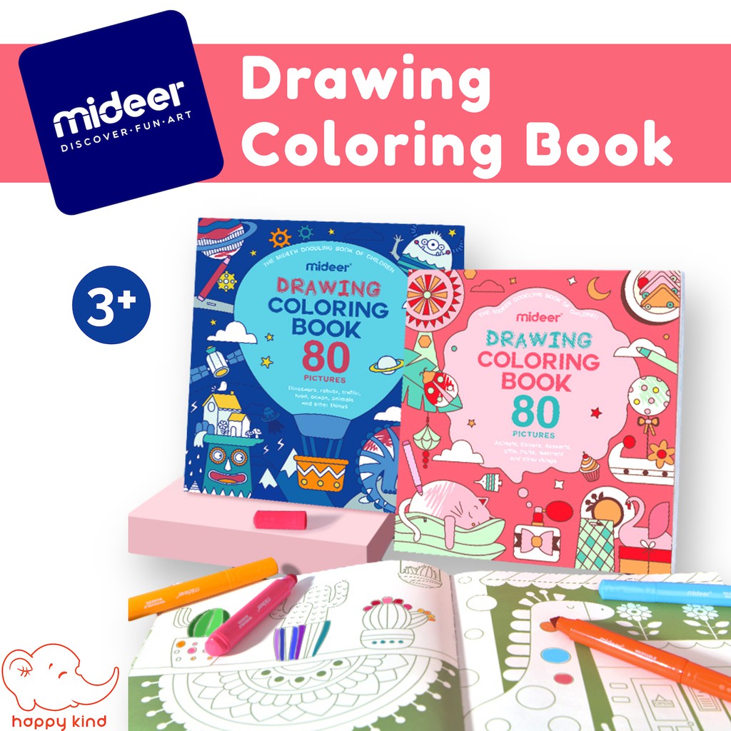 Mideer Drawing Coloring Book (2 Themes) Shopee Singapore