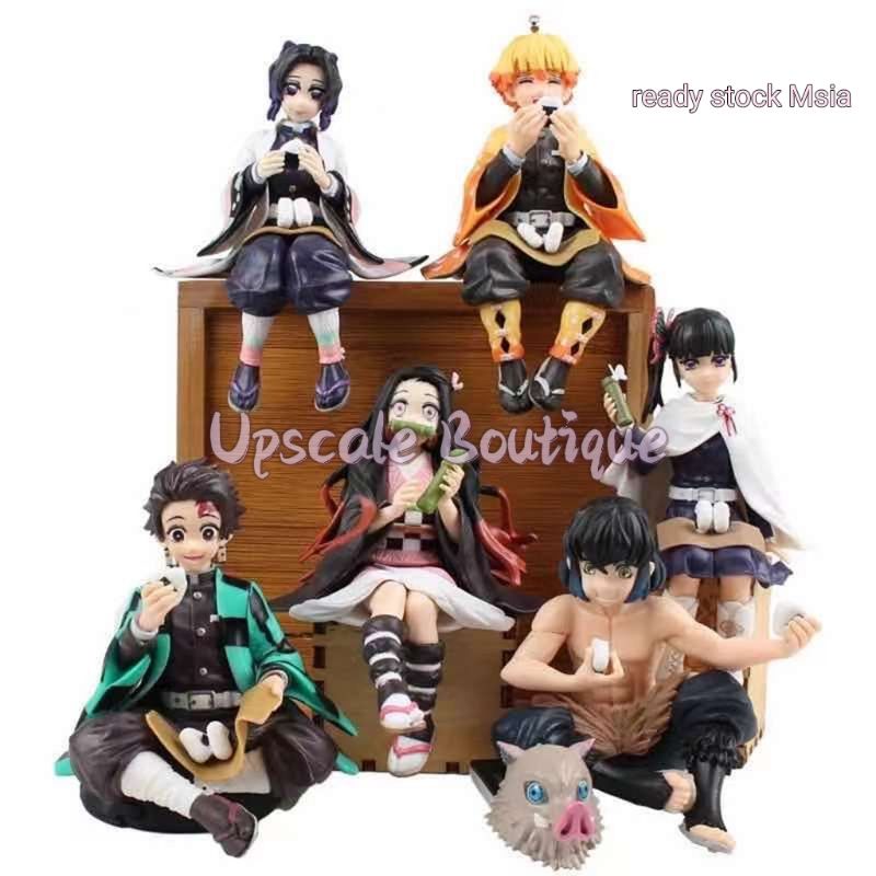 Demon Slayer Figure Tanjirou Eat Rice Balls Sitting Japan Anime Action ...
