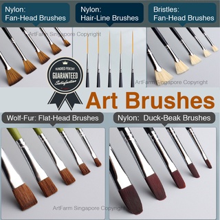 6 pcs New wood pole gouache brushes Oblique peak acrylic brush sets yellow  nylon hair watercolor colorful painting art painting - AliExpress
