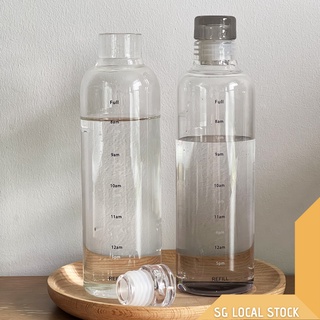 500ml 750ml Glass Water Bottle with Time Marker, Leakproof | Shopee ...