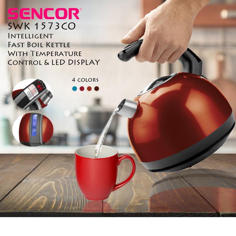 Sencor SWK1573CO Electric Kettle with Display and Power Cord Base