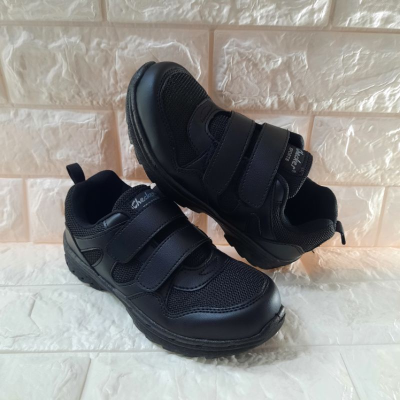 [Instock] School Shoes Checker With Velcro Shopee Singapore