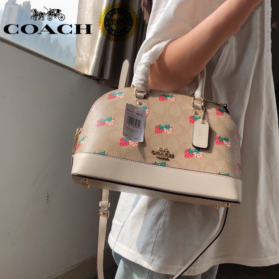 Coach Mini Sierra Satchel in Signature Canvas with Strawberry