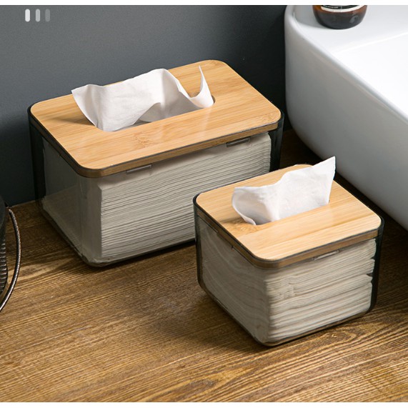 Tissue box for living room creative coffee table desktop bamboo wood ...