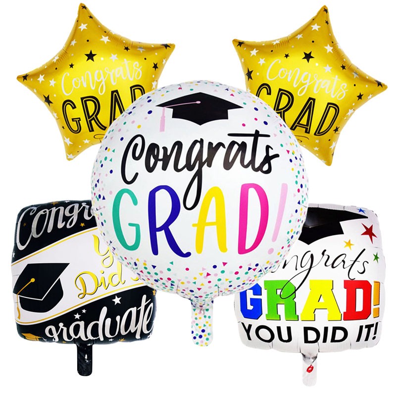 5pcs/lot Congrats Grad Balloons Graduation 2019 Foil Balloons ...