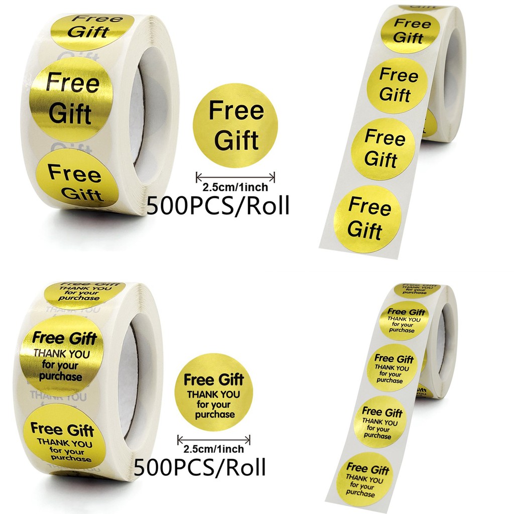 500pcs Gold Free Gift Stickers,Round Thank You For your purchase ...