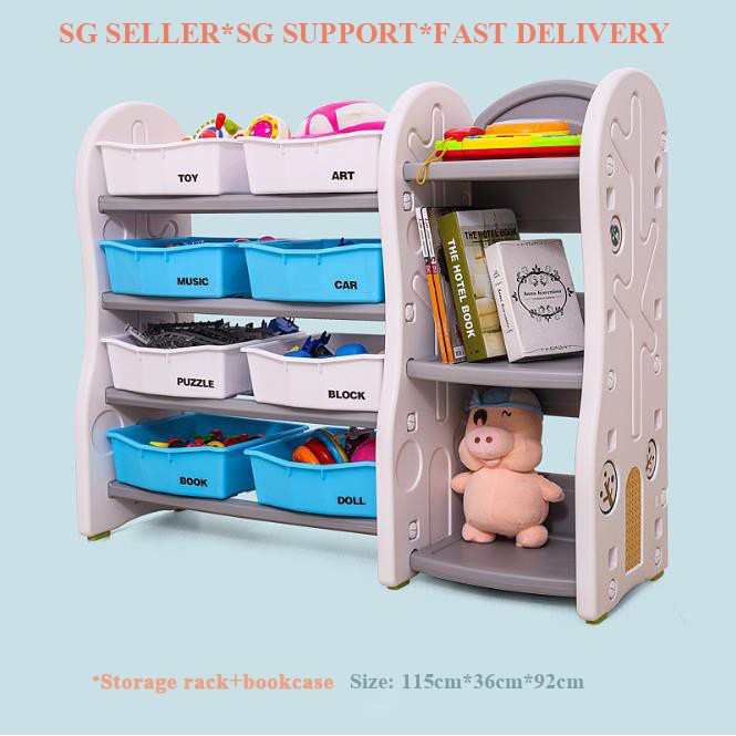 [SG SELLER] Children Toy Storage Rack Cartoon Cabinet Multi-Functional ...