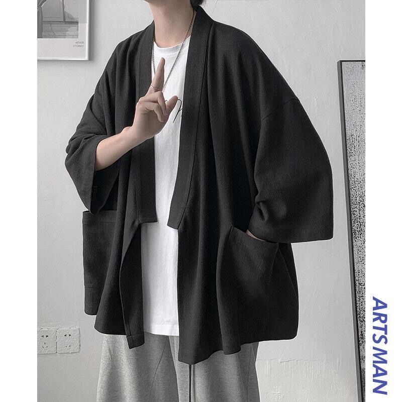 Mens black kimono on sale cardigan