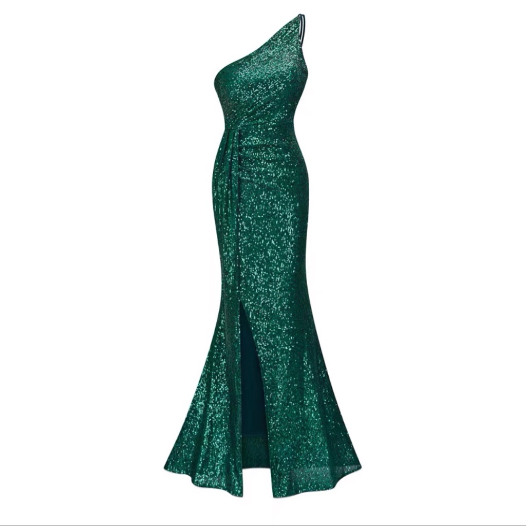 SAFERIDO 2025 New women's clothing, sexy hot girls, socialites, evening dresses, wrinkled slanted shoulders, straps, backless hips, and long dresses.