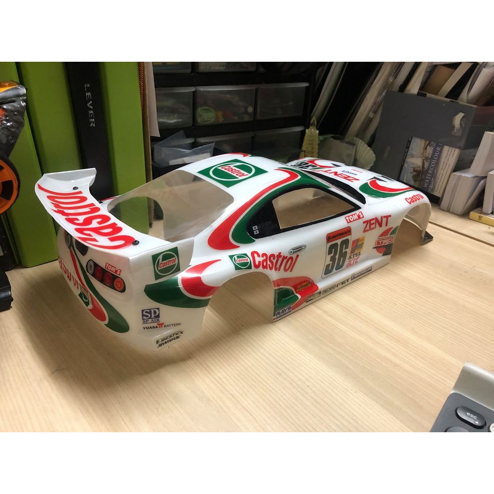 Ready Stock Team C Toyota Supra Castrol JGTC Bodyshell 1/10