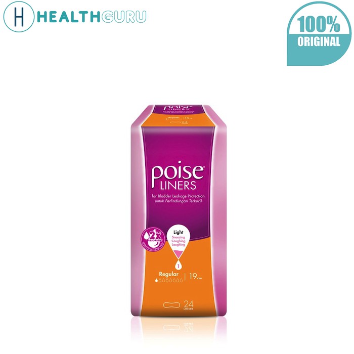 Poise Regular Liners For Light Urinary Leakage Protection Sanitary Napkin Pad (19cm x 24 Pcs