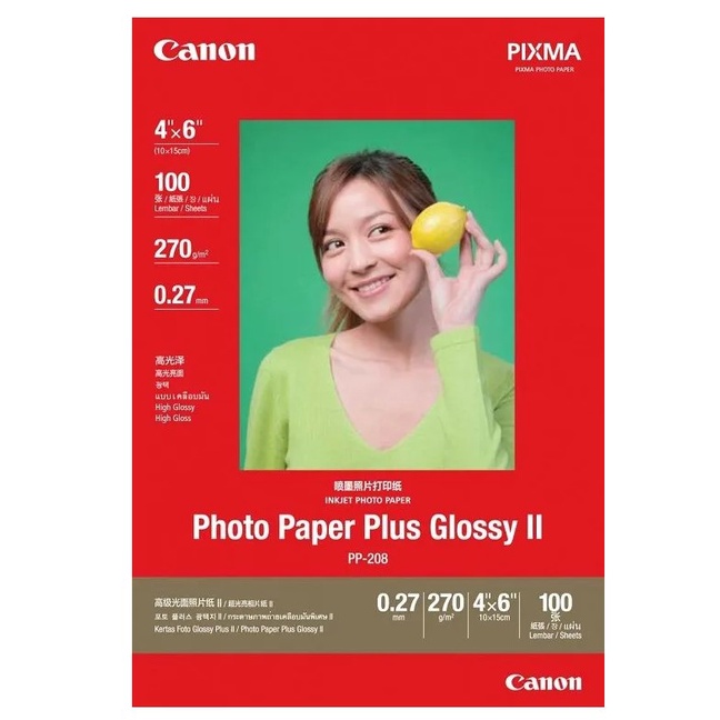 Canon PP208 4" X 6" Photo Paper Plus Glossy (100 Sheets) Shopee Singapore