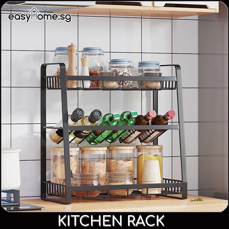 Easyhome.sg 3 Tier Kitchen Rack C029001 Spice Rack Sauce Bottle Storage