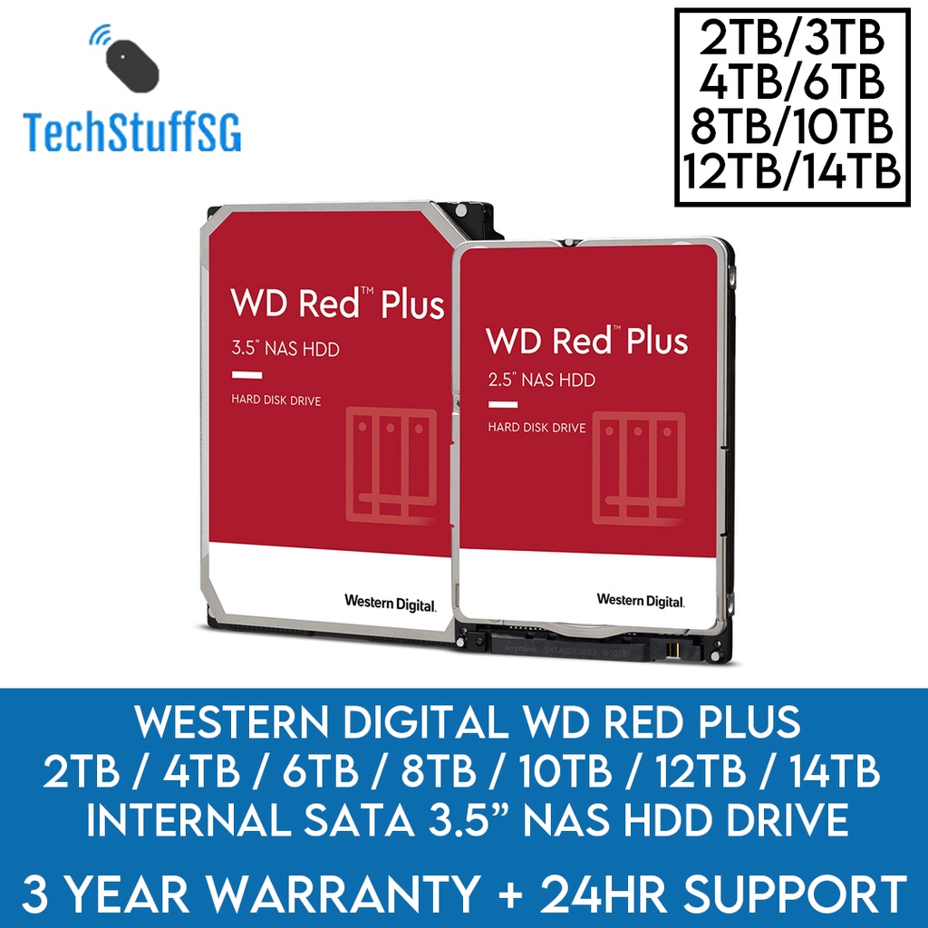 WD Red Plus 2TB 3TB 4TB 6TB 8TB 10TB 12TB 14TB NAS Internal 3.5 SATA Western Digital Hard Disk Drive HDD Shopee Singapore