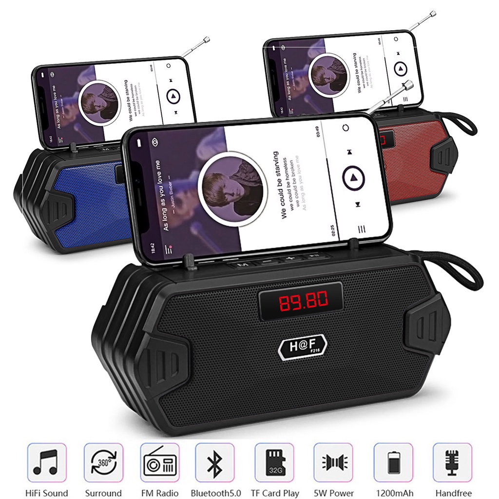 FM Radio Portable Bluetooth Wireless Speaker Stereo Bass with FM Radio ...