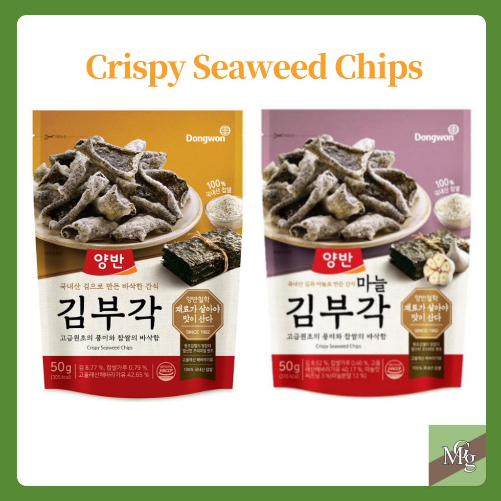 [Dongwon] Crispy Seaweed Chips Original, Garlic Flavor 50g / Seaweed