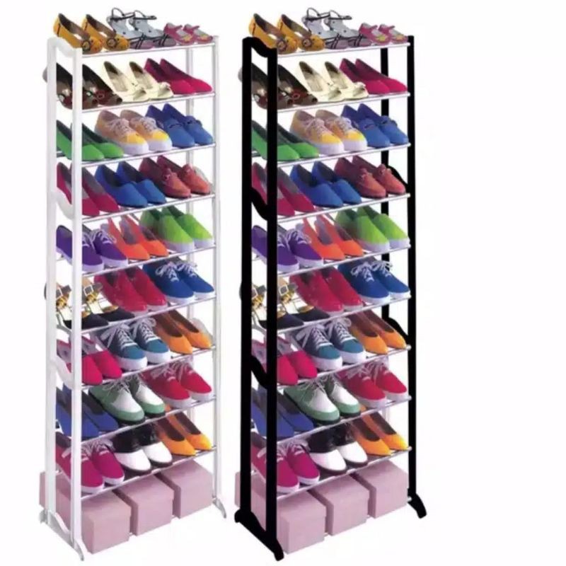 Amazing 10-story Multipurpose Rack/Hijab Shoe Rack - Black & white ...