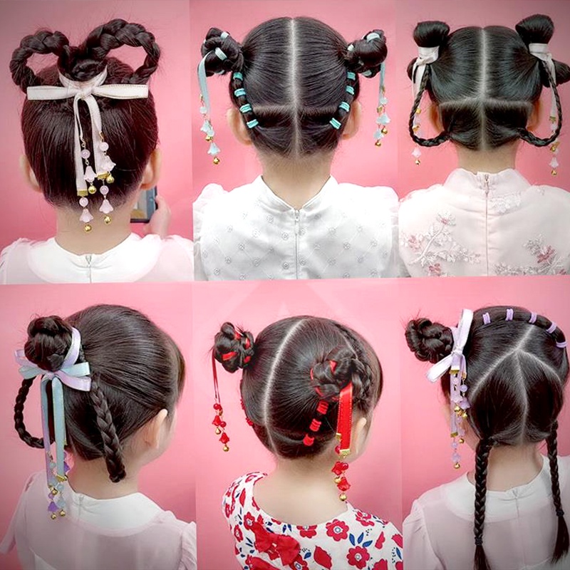 2022 New Style Children's Hanfu Headdress Chinese Bell Streamer Ancient ...