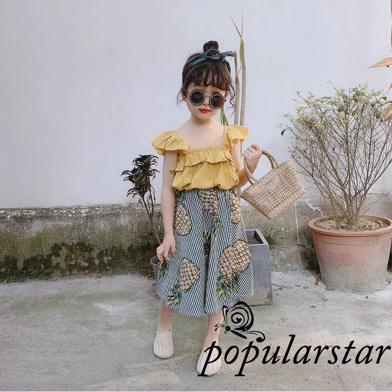 star AU Toddler Kids Baby Girl Clothes Crop Vest Tops Skirt