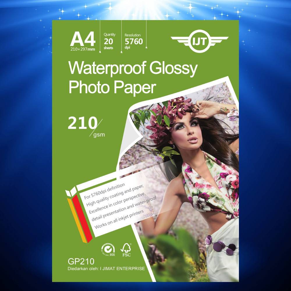 IJT GP210 Waterproof Glossy Photo Paper A4 Size 210g 210gsm (Each Pack ...