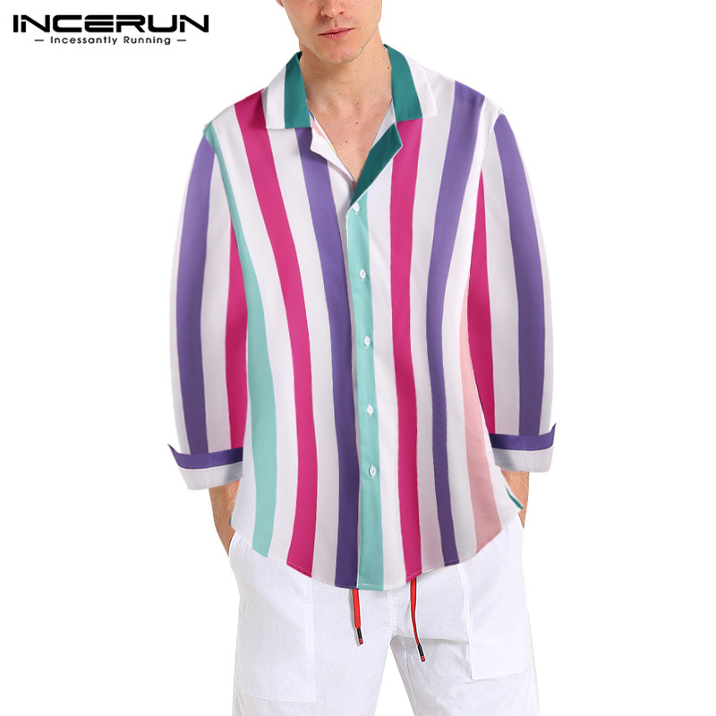 long sleeve colorful striped shirt