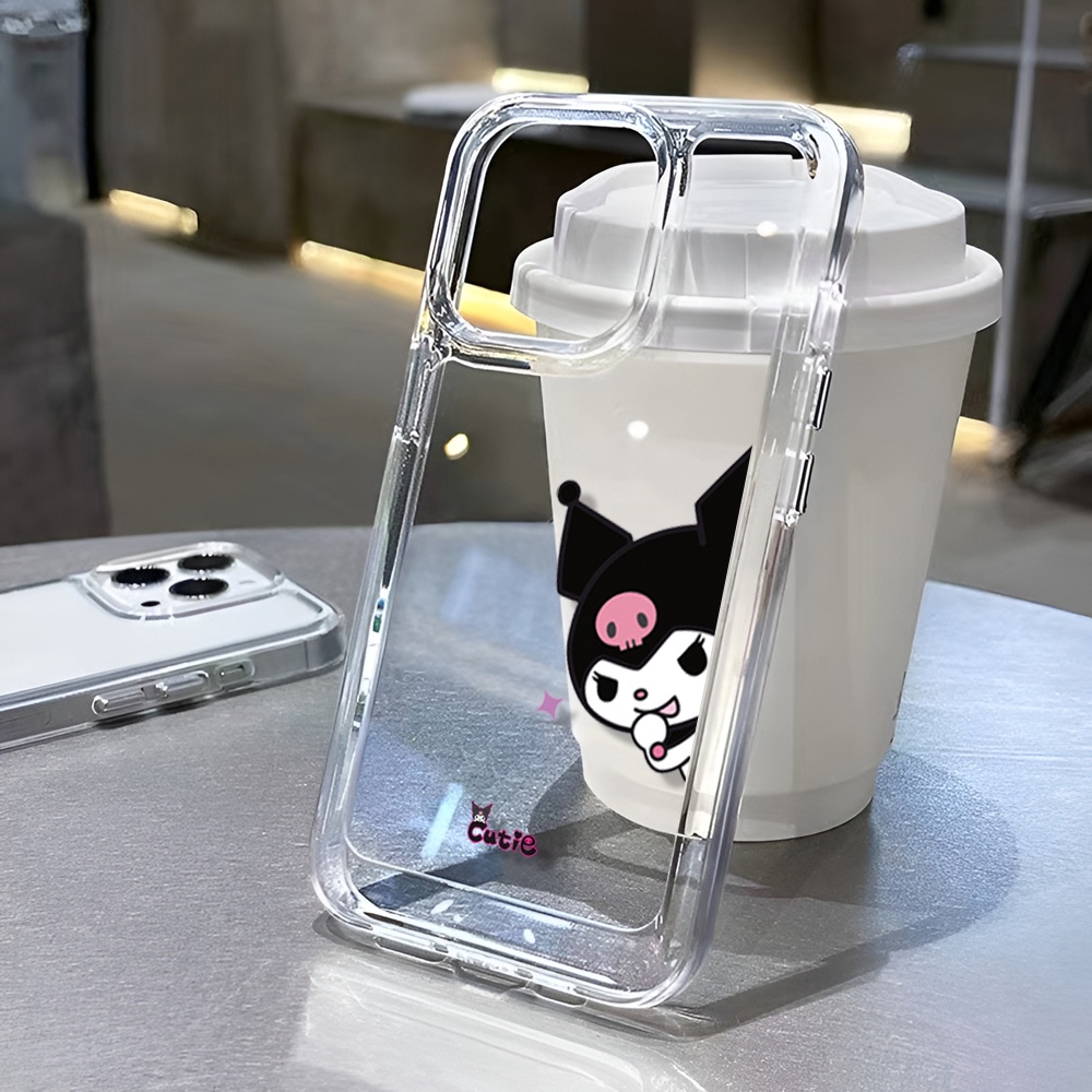 clear space case for iphone 14ProMax 14Plus 13 11 12 7Plus X XR cute Curious Kuromi cover