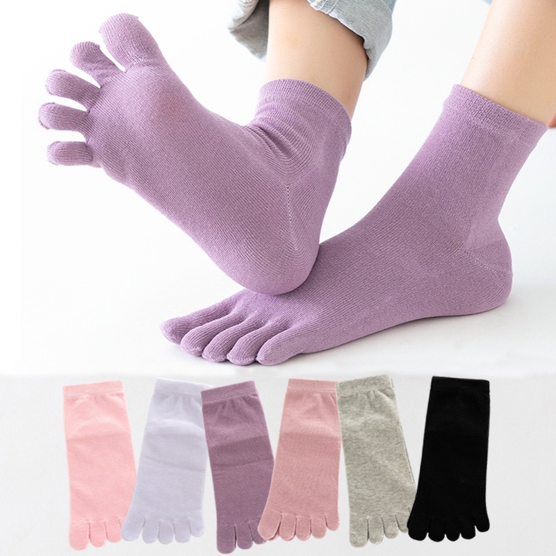 Women's Cotton Summer Sweat Absorbing Mid-Tube Split Toe Socks ...