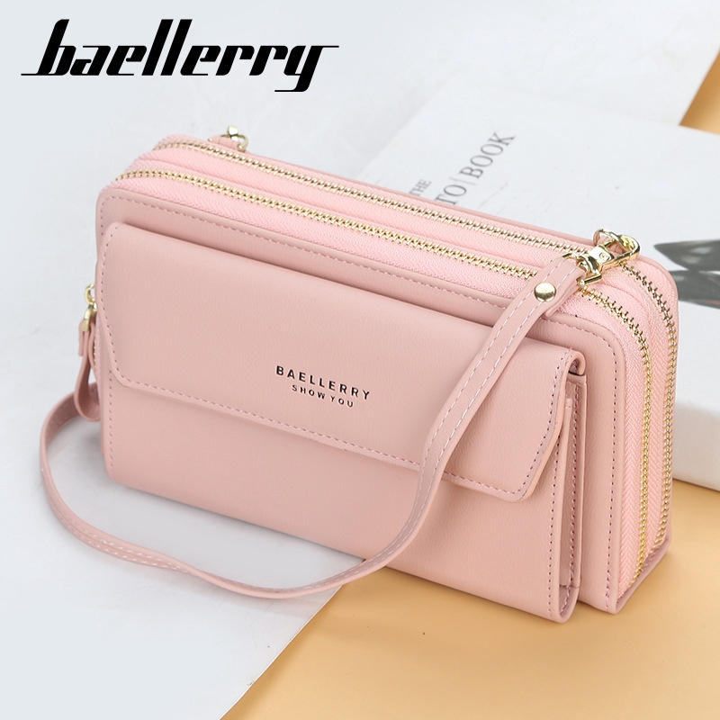 Women Long Wallet Korean Double Zipper Large Capacity Sling Bag