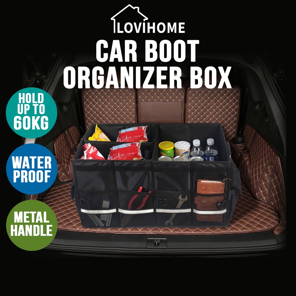 SG Foldable Waterproof Car Boot Organizer - Portable Vehicle Storage Box Automobile Trunk Accessory Organiser