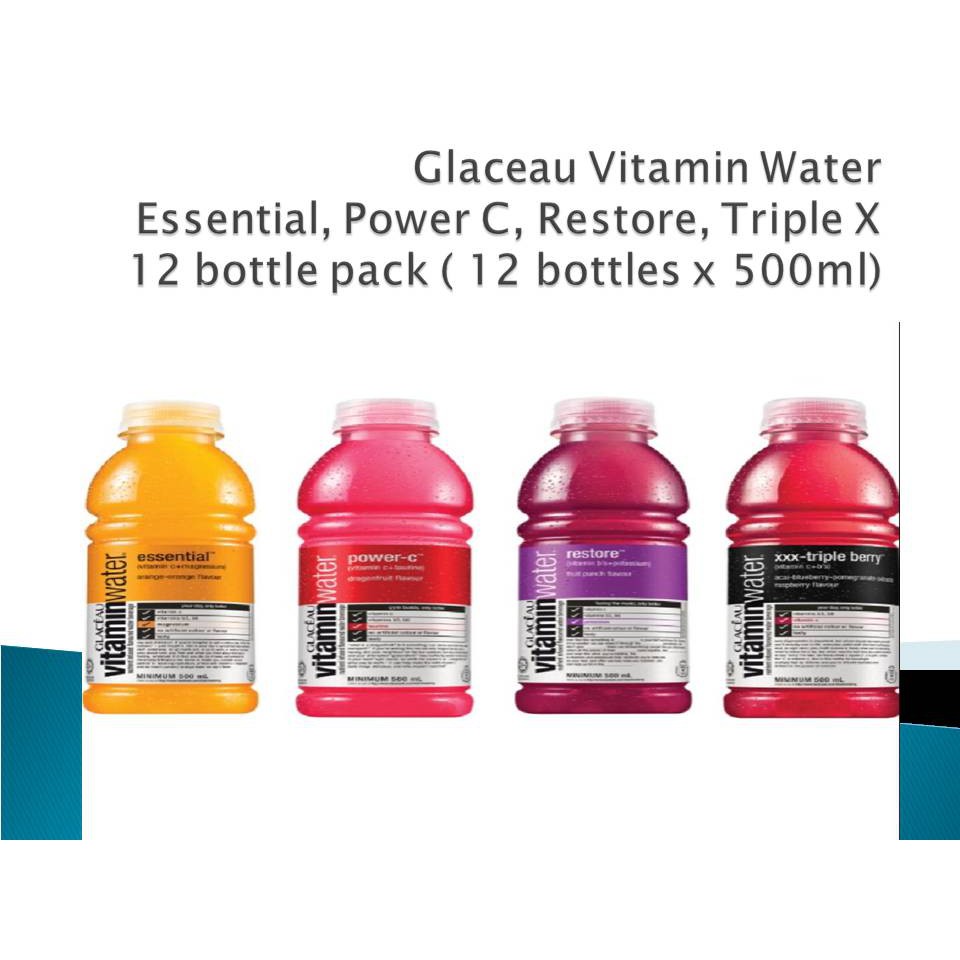 Glaceau Vitamin Water Restore, Essential, Power C, Triple X (1 carton