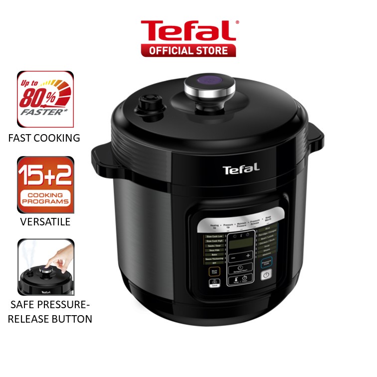 Tefal Home Chef Smart Electric Pressure Cooker 6L CY601 Multicooker 15 programmes 12 cups steam slow cook bake Shopee Singapore