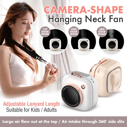 Camera 3 Speed 3Life Shape Hanging Neck Fan Portable Mini Camera Fan ...
