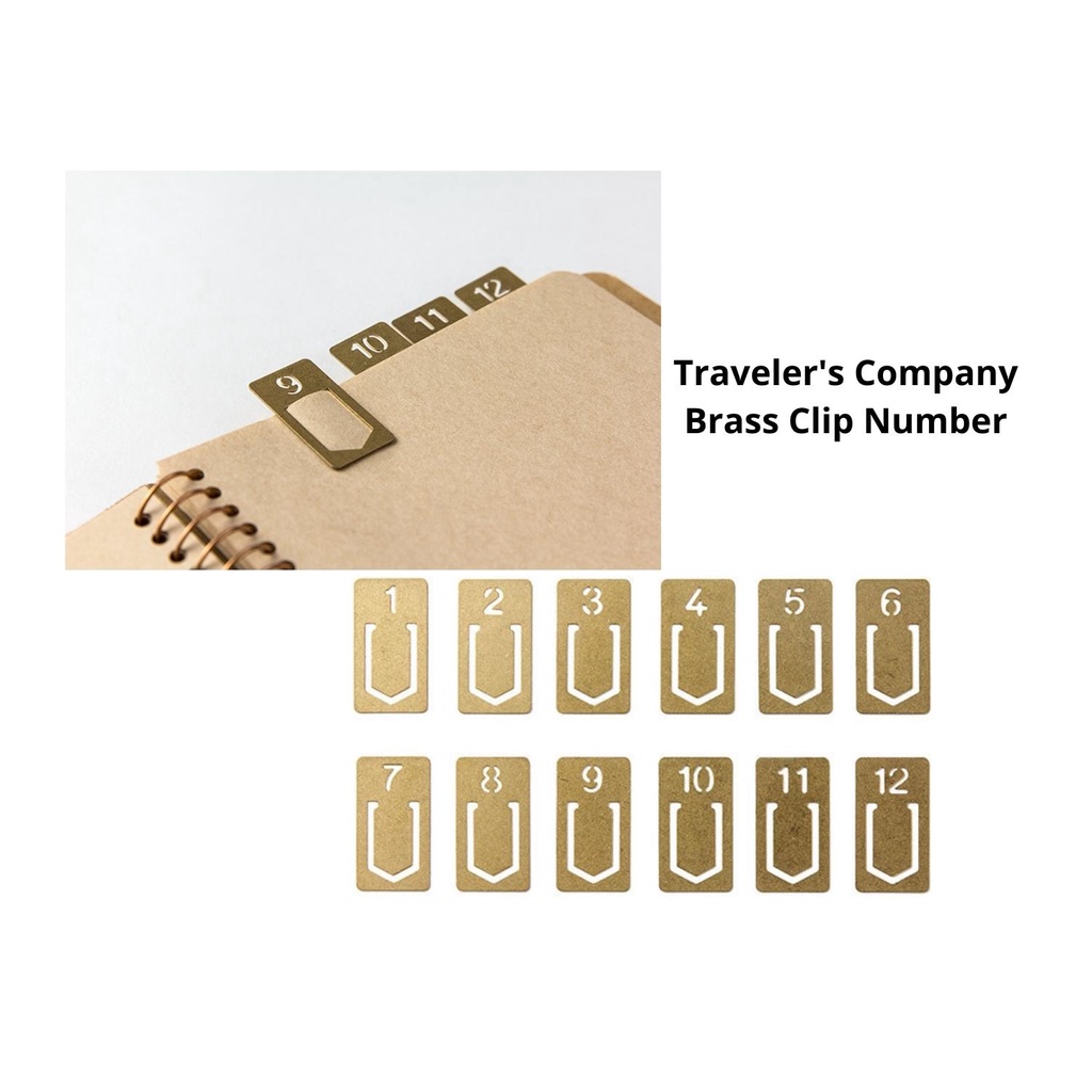 TRAVELER'S notebook Brass Clip Number, Label Plate, Index Clip, Paper ...