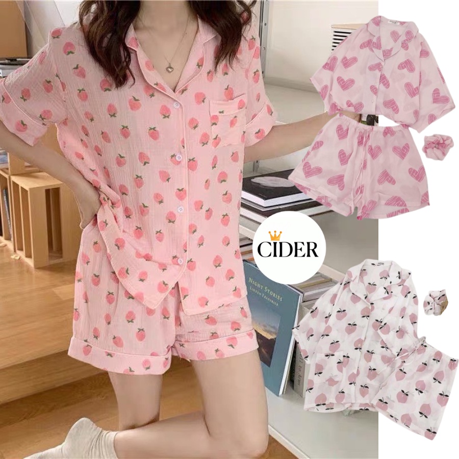 Pijama Home Wear Cute Pink Peach Pajamas For Women