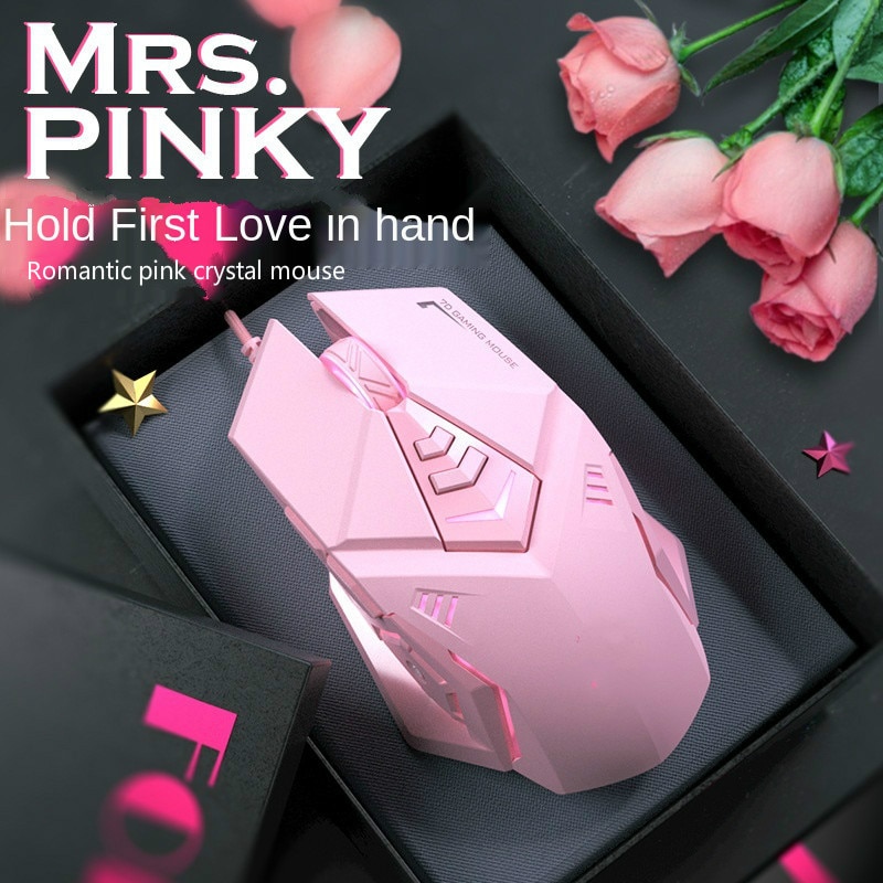 Ergonomic Wired Gaming Mouse 6 Buttons Computer Mouse Gamer Mouse Pink ...